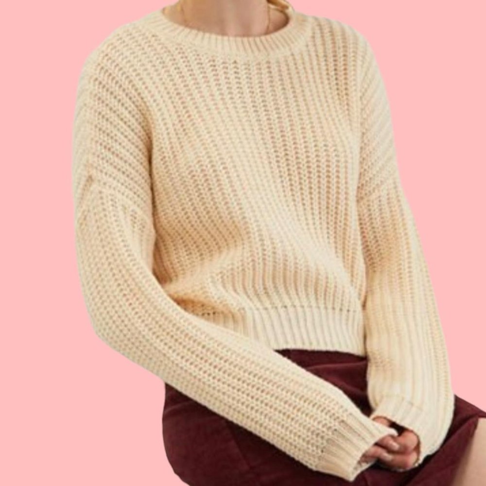 Size S Pacsun LA Hearts Shaker Stitch Cream Sweater